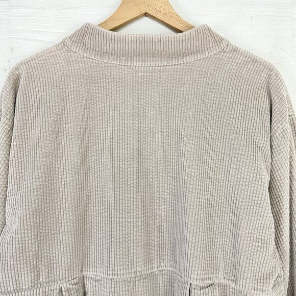 J.Jill Womens XL Corduroy Button Up Jacket Shacket Taupe Pockets Utility Chore - Picture 7 of 15